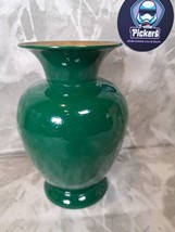 VTG Solid Brass Gold Metal Green Vase Urn Trophy Vase 5 3/4&quot; Tall - £7.46 GBP
