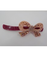 MIONNE BARRETTE LARGE PURPLE HAIR CLIP SEQUINS HANDMADE LIGHT PINK BOW P... - $12.99