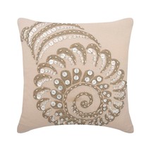 Pearls And Jute Sea Shell 16&quot;x16&quot; Cotton Linen Beige Pillow Cases, Shell Burst - £32.60 GBP+