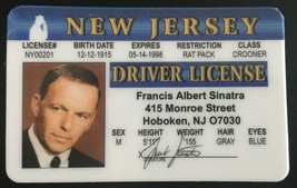 Frank Sinatra Drivers License ID Music Ol Blue Eyes Singer Actor My Way Rat Pack - $8.91