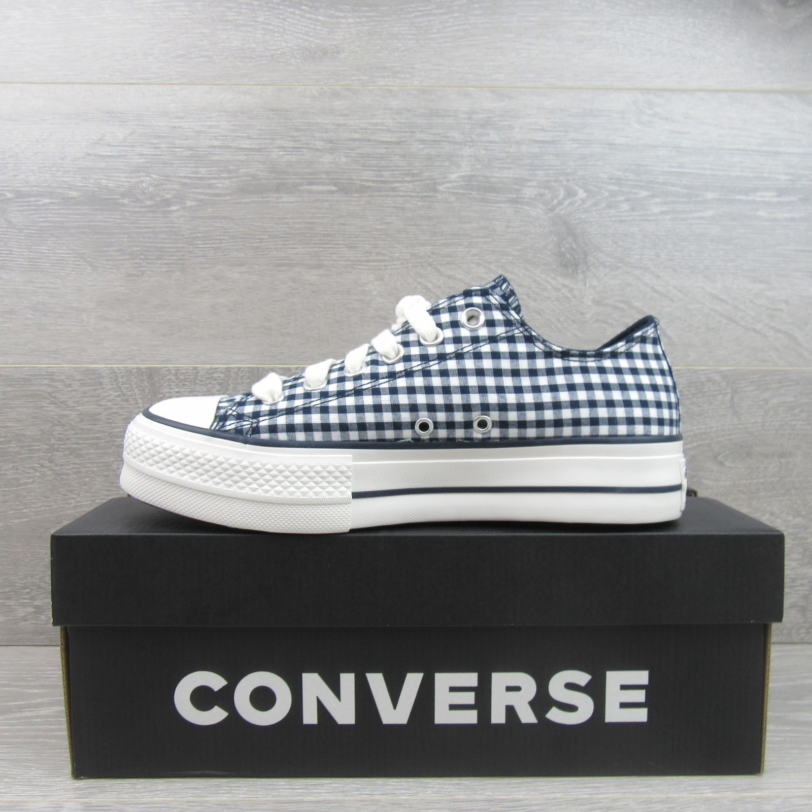 Converse CTAS Lift Platform Gingham Womens Size 8 Obsidian White NEW A13664C Item image 3