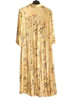 Woman Within Shirtdress Womens 18W Yellow Floral Print  Roll Tab Sleeve Spring - £21.35 GBP