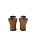 Vintage Hand Painted Orange LUSTER Flowers Salt &amp; Pepper Shakers - £7.81 GBP