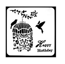 Happy Birthday Bird Birdcage Drawing Art Painting Card Craft 5&quot; Template... - £3.19 GBP