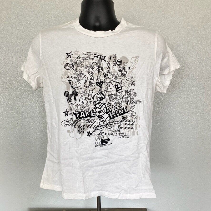 Primary image for Mickey Goofy Grumpy Tigger Sketch Womens T-shirt Disneyland Resort Black White