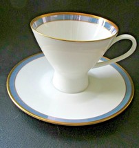 2 Rosenthal Gala Blue  Footed Cup &amp; Saucer 3&quot; Tall  Loewy Mid Century Fo... - £18.01 GBP