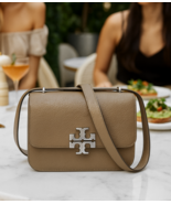 AUTHENTIC Tory Burch Small Eleanor Bag Wild Mushroom Taupe Leather Cross... - $973.12 CAD