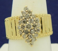 1 Ct Diamond Cluster Ring Real Solid 14 K Gold 8.0 G Size 8.5 - £1,157.86 GBP