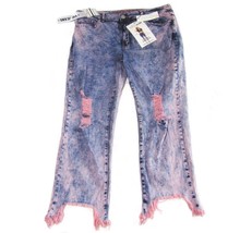 NWT VIP Jeans NYC Pink Blue Destructed Denim size 15 16 Disstressed Street Wear - £15.56 GBP