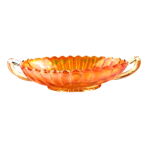 Amber Glass Small Relish Dish Clear Handles - $18.81