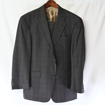 Hart Schaffner Marx 40S | 36x29 Brown Windowpane Wool 2Btn Suit Jacket Pants - £19.66 GBP