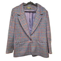 Collectible Gold Giorgio Sant Angelo Womens Size 14 Blazer Plaid Wool Blue Red - $22.73