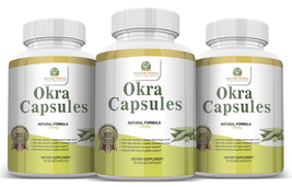  Okra Capsules. Blood Sugar Support Supplements. 3 Bottles (750mg) 60 Capsules - $69.99