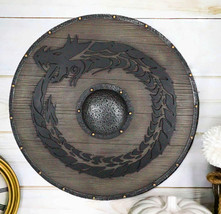 Ebros Faux Wood Fire Wheel Dragon Battleworn Viking Warrior Shield Wall ... - £36.62 GBP