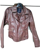 Vintage Woman&#39;s Leather Motorcycle Jacket Papaya Sz S - £25.79 GBP