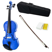 SKY 4/4 Full Size Solid Wood Blue Violin Beautiful Purfling with Brazilwood Bow - $79.99
