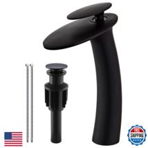 Wovier Matte Black Waterfall Bathroom Faucetsingle Handle Single Hole Brass - $135.36
