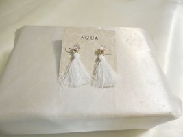 Aqua Gold Tone 1-1/2&quot;Crystal White Tassel Stud Drop Earrings J559 $22 - $9.59