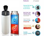 Aquatix Powdered White Insulated FlipTop Sport Bottle 21 ounce Stainless... - $19.36