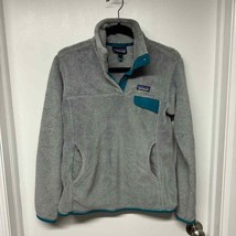 Patagonia Womens Re-Tool Snap-T Gray Elwha Blue Synchilla Fuzzy Pullover... - $64.35