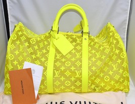 Louis Vuitton Keepall 50 Virgil Abloh Yellow mesh Boston Bag M55380 w/Receipt - £4,308.58 GBP