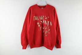 Vtg 80s Womens Large Distressed Dear Santa I Want It All Christmas Sweatshirt - £36.13 GBP