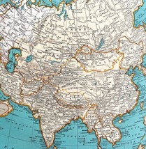 Asia Soviet Union China India 1935 Map Mongolia Manchuria 14 x 11&quot; LGAD99 - £39.30 GBP