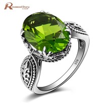 Bulgaria Jewelry Vintage Charm Olivine Created Peridot Ring For Women 925 Sterli - $48.29