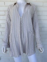 Free People Tunic Top Colorful Pinstripe Crinkle Swimsuit Cover Size Medium - $45.42