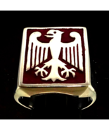 Sterling silver men&#39;s ring German Eagle flag Germany coat of arms with R... - $156.21 CAD