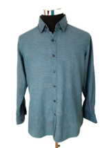 Steel &amp; Jelly Fitted Shirt Men&#39;s Size Large Button Front Dark Teal Blue Floral - £13.31 GBP