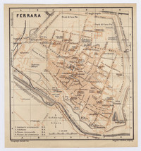1908 Antique City Map Of Ferrara / EMILIA-ROMAGNA / Italy - £19.37 GBP