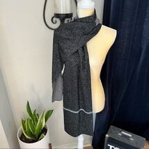 Furla Metallic Knit Scarf, Wool, Black &amp; Gray, Reversible,Designer Luxur... - $1,846.32 MXN