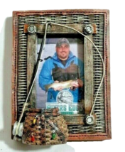 River&#39;s Edge 3D Fly Fishing Picture Frame Rod Reel Creel 2 X 3- Stoneware - $14.87