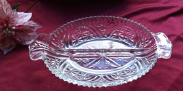 Vintage Anchor Hocking Stars &amp; Bars Glass Divided Relish Dish, Retro Tableware - £6.12 GBP