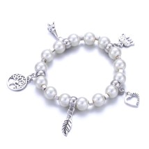 Natural Freshwater pearl 3 colors Love Heart Pearl Bracelets Bangles For Women w - £10.38 GBP