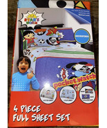 Ryan&#39;s World ~ 4-Piece Sheet Set Full Flat Fitted Pillow Cases Microfiber - $60.91 CAD