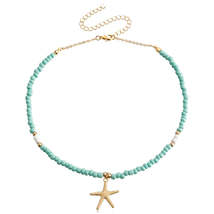 Light Green Howlite &amp; 18K Gold-Plated Starfish Pendant Necklace - £10.35 GBP