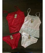 new 4 pc CAMISOLE &amp; BIKINI SETS sz S red &amp; pink lingerie tank top panty ... - $20.56 CAD