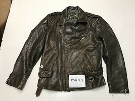 Vintage Veste Cuir Moto En Marron Étiquette 94 Aisselle/Aisselle 21 &quot; (mc83) - £33.48 GBP