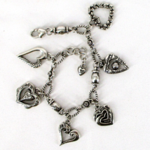 Brighton L&#39;Amore Dangle Hearts Charm Bracelet Retired Love Valentines Jewelry - $32.65