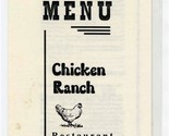Chicken Ranch Restaurant Menu FM 306 Canyon Lake Texas  - £17.49 GBP