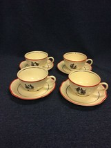 Lot 4 VINTAGE HOMER LAUGHLIN Courting Couple cups saucer  USA 1930&#39;s Por... - $100.97