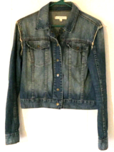 Bullhead Black jean jacket women size L &quot;cropped style&quot; 100% cotton blue... - £7.90 GBP