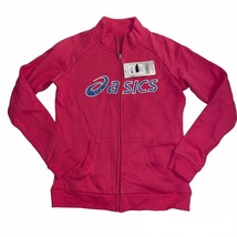 Asics Womens Fleece Logo Full Zip Mock Neck Jacket Pockets Pink, Size Sm... - $34.49
