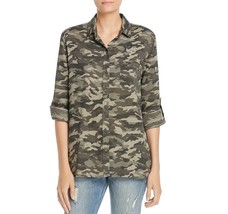 Beach Lunch Lounge Womens S Camo Green One Pocket Button Up Shirt Top NW... - $8.08