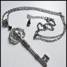 Goth Antique Silver Color Skeleton Key Necklace - £11.06 GBP+