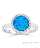 Lab-Created Opal &amp; CZ Crystal Halo .925 Sterling Silver Right-Hand Fashi... - $33.39 CAD+