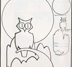 1930 Halloween Owl Place Card School Arts Magazine Page Ephemera Pattern... - £16.09 GBP