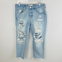Garage Womens Juniors 7 Cotton Destroyed Light Wash Crop Jeans - £14.97 GBP